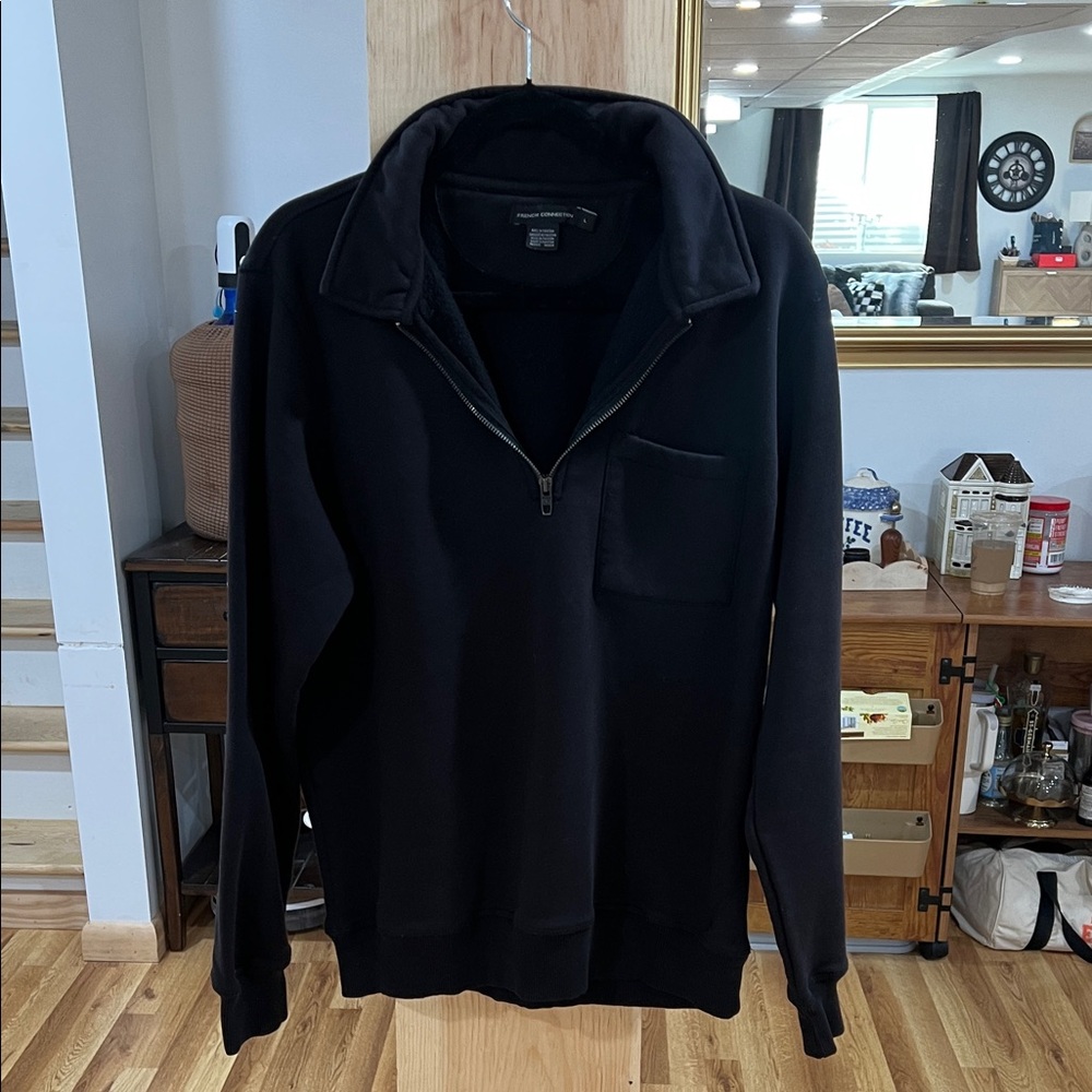 French Connection Men's Black Zip-Up Sweater